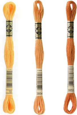 6-Strand Embroidery Cotton Bundle - Autumn Gold Color Family - 3 Skeins of Threa - Image 1 of 4