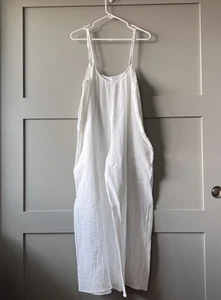 Mahina Jumpsuit Damen Medium weiß Gaze Baumwolle ärmellos weites Bein Tasche Strand - Bild 1 von 14