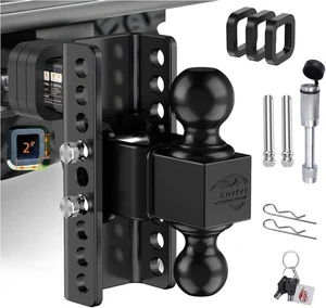 Adjustable Drop Hitch 2 Inch Receiver 6'' Drop Rise 21,500 GTW 2 Ball Sizes - Picture 1 of 7