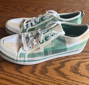 Adidas LYV 029001 Sneakers Green Plaid Canvas Women’s Size 6 - Picture 1 of 10