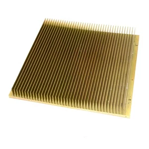 Large 13.5" x 11.75" x 1.75" Finned Aluminum Heatsink Gold Anodized 16 lbs Heavy - Picture 1 of 3