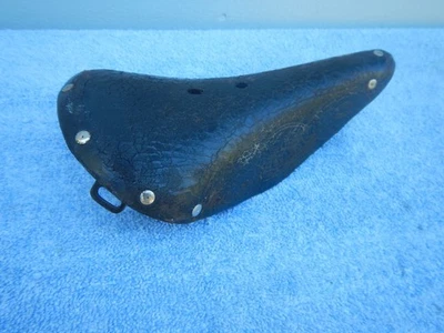 Assento de selim de couro vintage Ideale 39 para bicicleta de estrada Croupon Garanti preto usado - Imagem 1 de 4