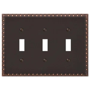 Antiquity 3 Gang Toggle Metal Wall Plate - Aged Bronze - Picture 1 of 12