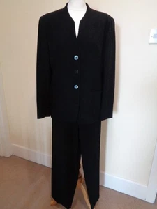 MANI BY GIORGIO ARMANI VINTAGE BLACK WOOL WIDE LEG TROUSER SUIT - SIZE 12 - Picture 1 of 9
