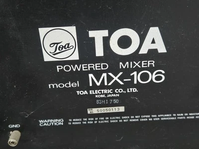 TOA Power Mixer MX-106.rSix input channels 120 Watts into 8 ohms. - Image 1 of 4