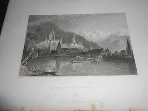 1834 STAHLSTICH SCHWEIZ THUN MIT DEM BERNESISCHEN ALPENSTECHER WALLIS - Bild 1 von 1