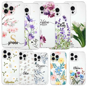 Girls Flowers Personalised Name Phone Case Cover For iPhone 16 Pro MAX 14 15 16e - Picture 1 of 105