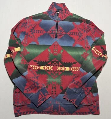 Moletom Polo Golf Ralph Lauren Asteca Sudoeste Geométrico 1/4 Zíper Médio AT1 - Imagem 1 de 4