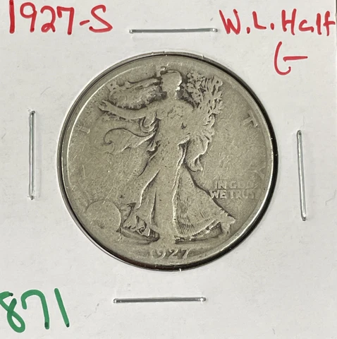 1927 S Walking Liberty Half Dollar 90% Silver Good GD See Pics Cover
