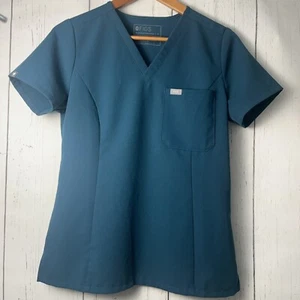 Figs Technical Collection Woman Scrub Dark Teal V-Neck Pull Over Slim Fit Small - Picture 1 of 7