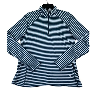 Top Mountain Hardwear 1/4 Cremallera Mujer XL Gris Azul Rayas Manga Larga Foto 1 de 4
