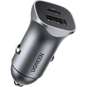 Ugreen 24W Auto Ladegerät USB-C USB-A PD QC Schnellladen Fast Car Charger Grau - Photo 1/12