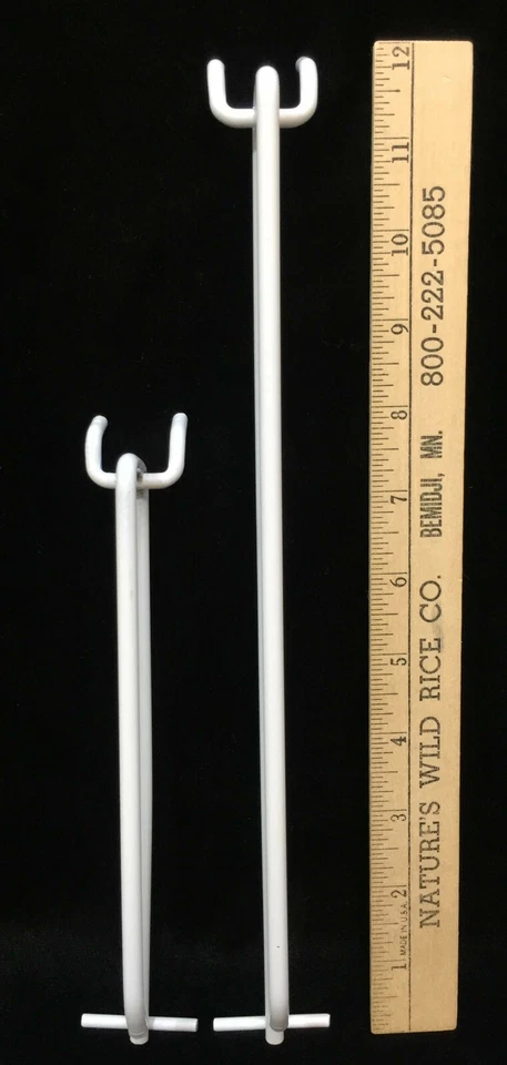 Pegboard Hooks Metal White 2 Sizes Large 12" or Small 8" You Pick Set 12 - Image 1 of 1