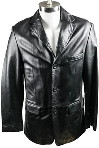 Mark Alen Men's Vintage Lambskin Leather Button Down Jacket Black Blazer L New - Picture 1 of 5