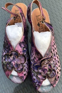 L'Artiste Spring Step Lovella Womens Purple Tie Dye Leather Slingback Sandals 39 - Picture 1 of 7