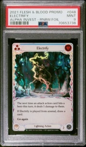 PSA 9 2021 FLESH AND BLOOD PROMO 048 ELECTRIFY ALPHA INVESTMENTS-RAINBOW FOIL - Picture 1 of 2