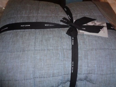 Edredón West Elm Belga Lino Melange Borde Deshilachado Reina Completa Sombra Azul Nuevo Foto 1 de 4