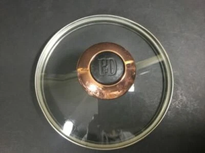 Paula Dean 5.75" ID 6" OD Tapa de Vidrio de Repuesto Borde Inoxidable Negro/Perilla de Cobre Foto 1 de 3