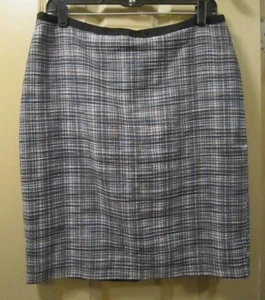 TALLA 10 NEW YORK & COMPANY MUJER FALDA LÁPIZ A CUADROS BLANCO NEGRO, 100% ALGODÓN, USADA EN EXCELENTE ESTADO - Imagen 1 de 8