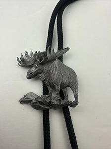 Metal Bolo Tie Moose Western Animal Necklace Handmade Cowboy - Picture 1 of 6