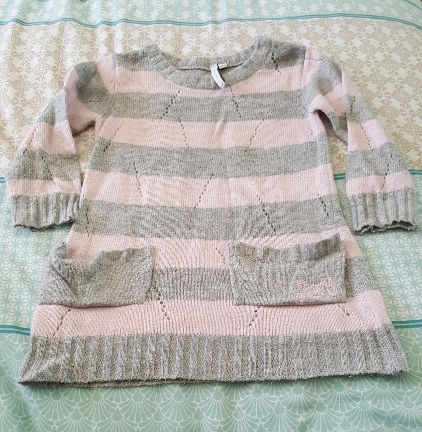 ROXY Girls Pink Grey Jumper Dress Size 4 Knit Knitwear Angora B22 — 第 1/1 张图片