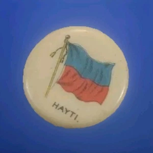 ANTIQUE SWEET CAPORAL CIGARETTES PIN Hayti FLAG Vintage Pinback - Picture 1 of 3