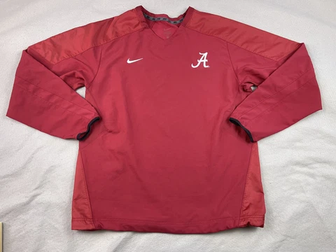 Nike Alabama Mens Medium Red Crimson Tide Long Sleeve Pockets Pullover Jacket Cover
