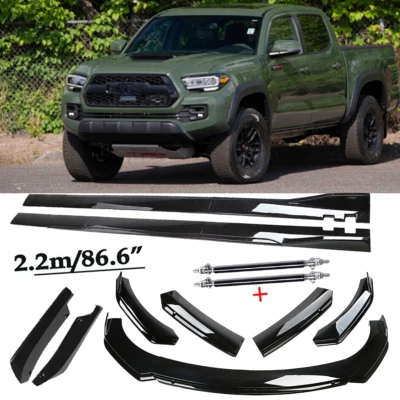 Front Bumper Spoiler Body Kit /Side Skirt/Strut Glossy Black For Toyota tacoma - Image 1 of 4