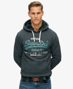 Superdry Hoody Overhead Long Sleeve Pullover Duo VL Hoodie Washed Black - Picture 1 of 7