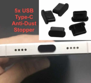 5x tapon antipolvo USB Type-C silicona negro para Samsung Galaxy Note 20 - Zdjęcie 1 z 2