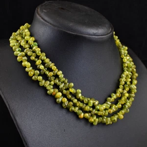 Untreated 384 Cts Natural 3 Line Green Peridot Beads Necklace Jewelry JK 14E379 - Picture 1 of 3