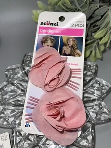 scunci Bendini Hair Clips Pink Flower 2 Pc - Picture 1 of 3