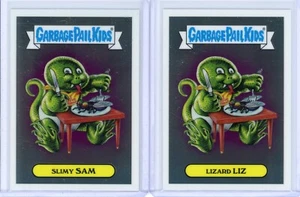 2013 Garbage Pail Kids Chrome OS1 Slimy Sam & Lizard Liz 38A/B Set base - Foto 1 di 1