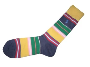 RALPH LAUREN POLO Multi Coloured Striped Mens Socks Yellow Blue Size 7 - 11 - Picture 1 of 1