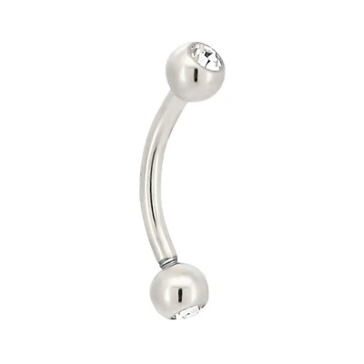 16g - 316L Surgical Steel Curved / Eyebrow Ball with CZ Barbell - Image 1 of 2