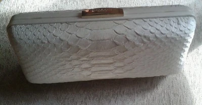 Coach NWT 51550  White Ivory Madison Pinnacle Minaudiere Embossed Python Clutch - Image 1 of 4