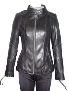 1X Size 4115 Womens New Black Lamb Leather Motorcycle Jacket - Picture 1 of 2