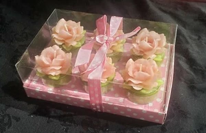 1.5" Rose Flower Tealight Candle Set of 6 NIB Pink - Picture 1 of 5