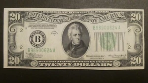 1934 A $20 Federal Reserve Note New York B Currency paper Money Bill - Picture 1 of 2