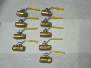 9 QTY Parker Brass Ball Valve Inline FNPT 1/2" Pipe Size XV500P-8 Steel Lever - Picture 1 of 4