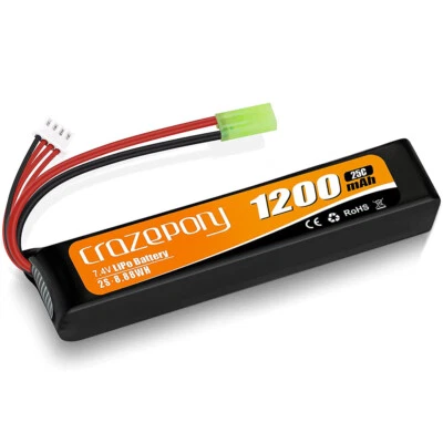 7,4V 1200mAh 25C Airsoft Hobby LiPo Akku Wiederaufladbarer Mini Tamiya Stecker - Bild 1 von 4