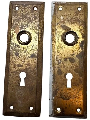 批量 2 件 铁艺 装饰门把手 背板 带锁孔 7 X 2.25 英寸 — 第 1/3 张图片
