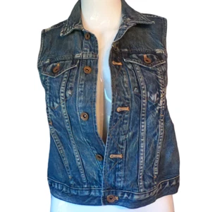 Madewell Jean Denim Vest Dark Washed Classic 60's Look Six Pockets Size X-Small - Picture 1 of 7