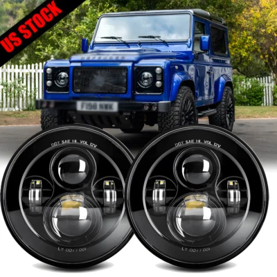 Par de faros LED redondos DRL haz alto/bajo de 7 pulgadas para Land Rover Defender 90 110 Foto 1 de 4