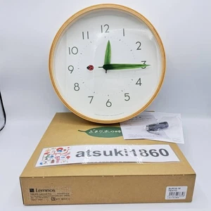 Lemnos SUR18-16 TENTO Ladybug Leaf Motif Silent Wall Clock Non-Ticking Modern - Picture 1 of 24