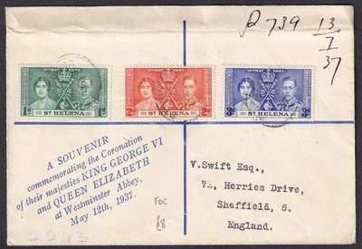 St. Helena 1937 Coronation First Day cover FDC - Image 1 of 2