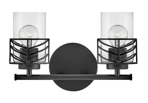 Hinkley Lighting 50262 Della 2 Light 15"W Bathroom Vanity Light - Black - Picture 1 of 5
