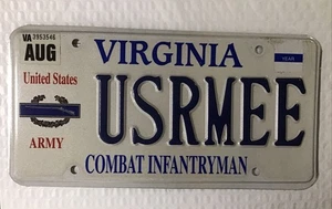VIRGINIA U.S.Army Combat Infantryman VANITY LICENSE PLATE Man Cave Garage#USRMEE - Picture 1 of 1