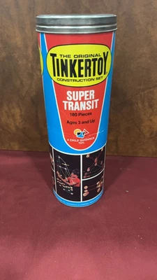Vintage Tinkertoy The Original Super Transit Construction Set 180 Pieces - Image 1 of 4
