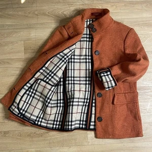 burberry london coat jacket wool nova check Women's orange Size 10us M L - Picture 1 of 21